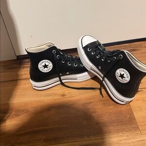Women’s Converse Black and White leather High-Tops